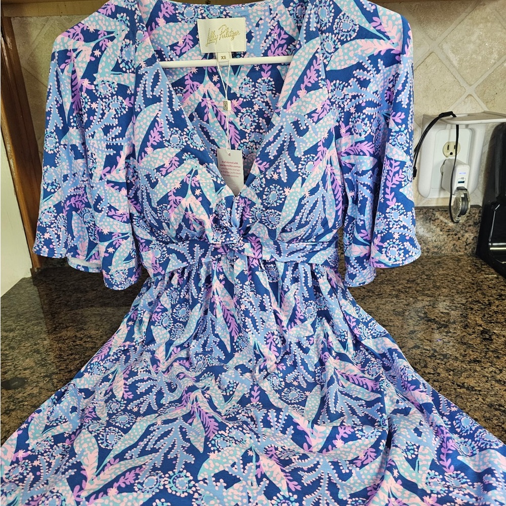 Lilly Pulitzer Minka skirted Blue and Pink Floral Romper